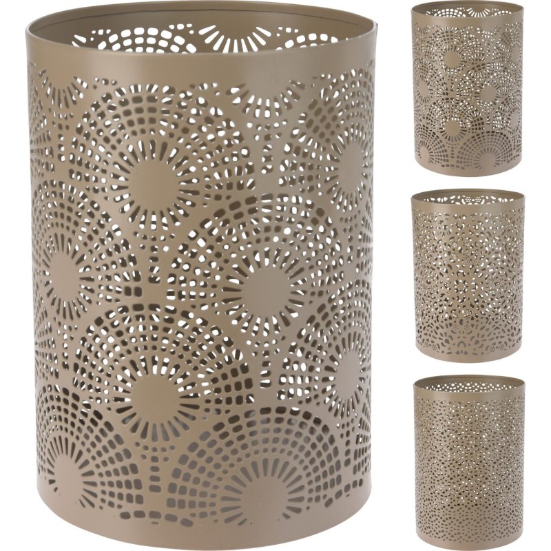 Ljushållare Bågar Ringar Mönstrad Metall Taupe 18 cm Ljushållare Bågar Ringar Mönstrad Metall Taupe 18 cm