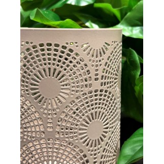 Ljushållare Bågar Ringar Mönstrad Metall Taupe 18 cm Ljushållare Bågar Ringar Mönstrad Metall Taupe 18 cm
