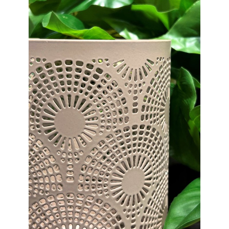 Ljushållare Bågar Ringar Mönstrad Metall Taupe 18 cm Ljushållare Bågar Ringar Mönstrad Metall Taupe 18 cm