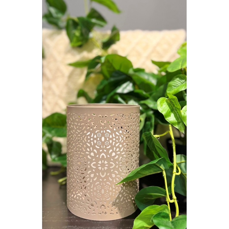 Ljushållare Bågar Ringar Mönstrad Metall Taupe 18 cm Ljushållare Bågar Ringar Mönstrad Metall Taupe 18 cm