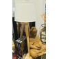 Lampa bord trä Vit skärm 49 cm