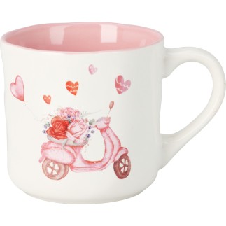 Mugg Rosa Cykel Bil Moped Hjärtan Mugg Rosa Cykel Bil Moped Hjärtan