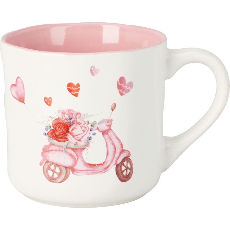 Mugg Rosa Cykel Bil Moped Hjärtan Mugg Rosa Cykel Bil Moped Hjärtan