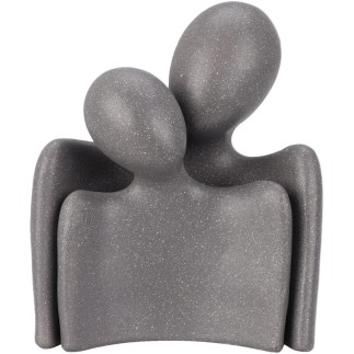Figur Kram Människor Keramik Grå Svart Beige 17 cm
