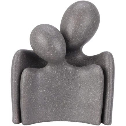 Figur Kram Människor Keramik Grå Svart Beige 17 cm