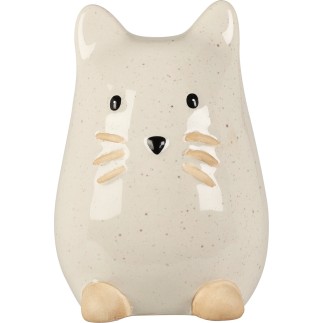 Katt Porslin Vit Brun Beige 13 cm