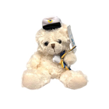 Student Nalle Vit 18 cm band ingår