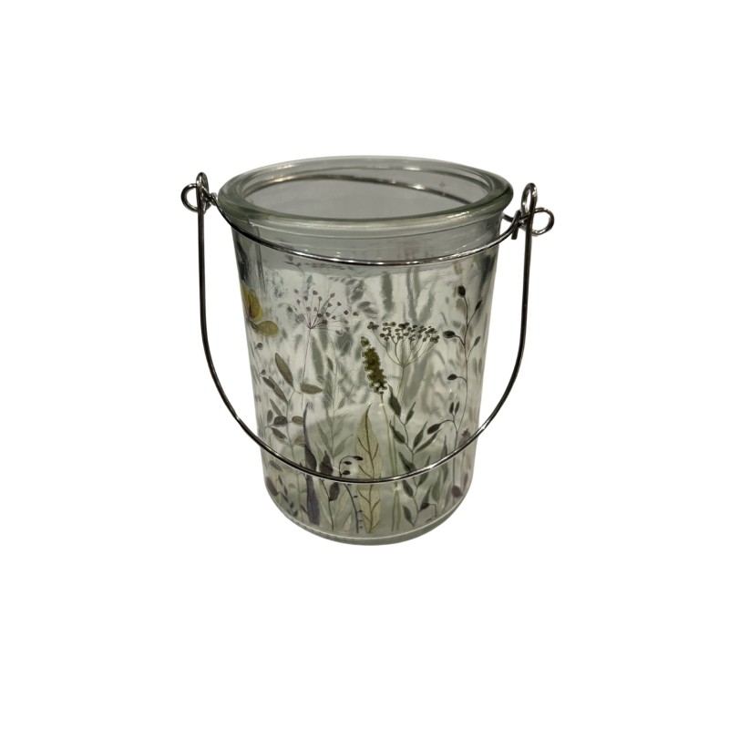 Ljushållare Lykta Blommor Fjäril Glas 10 cm Ljushållare Lykta Blommor Fjäril Glas 10 cm