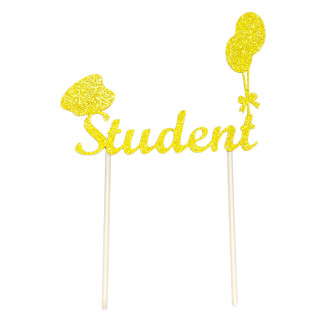Dekoration Student Tårta Guld 5-pack