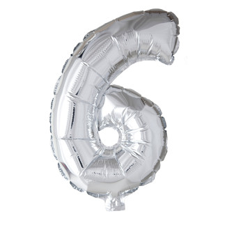 Ballong Siffra 6 Silver 86 cm