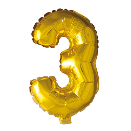 Ballong Siffra 3 Guld 86 cm