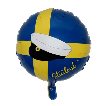 Ballong Student Blå/Gul Folie 46 cm
