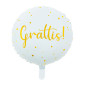 Ballong Grattis Vit/Guld Rund Folie 46 cm