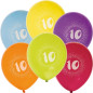 Ballong Födelsedag 10 år 6-pack Latex Mixade