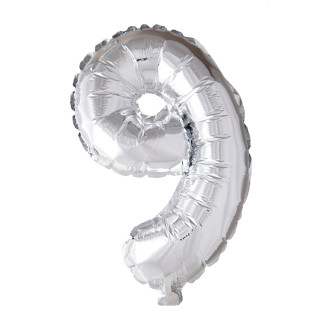 Ballong Siffra 9 Silver 86 cm