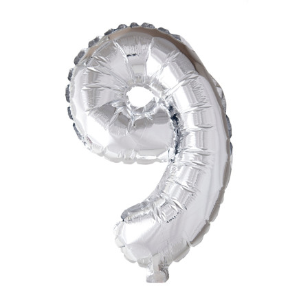 Ballong Siffra 9 Silver 86 cm