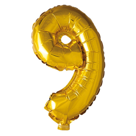 Ballong Siffra 9 Guld 86 cm