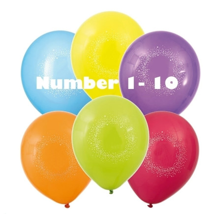 Ballong Födelsedag 10 år 6-pack Latex Mixade