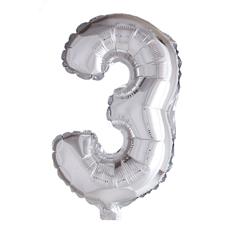 Ballong Siffra 3 Silver 86 cm