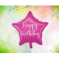 Ballong Happy Birthday Stjärna Rosa Folie