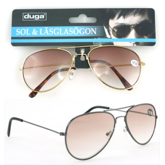 Sol/Läsglasögon Pilot +3.50 Duga Guld