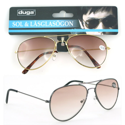Sol/Läsglasögon Pilot +3.50 Duga Guld