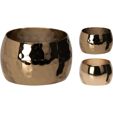 Servettringar Guld Hamrade Metall 4-pack