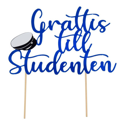 Tårtdekoration Grattis till student Blå