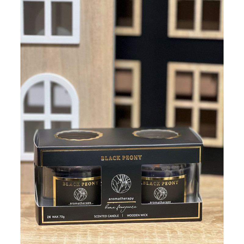 Doftljus 2-pack Black Snakemod Wooden Wick