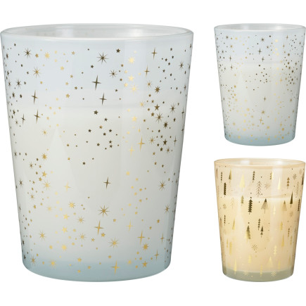 Ljus Glasburk Granar Beige 13x16 cm