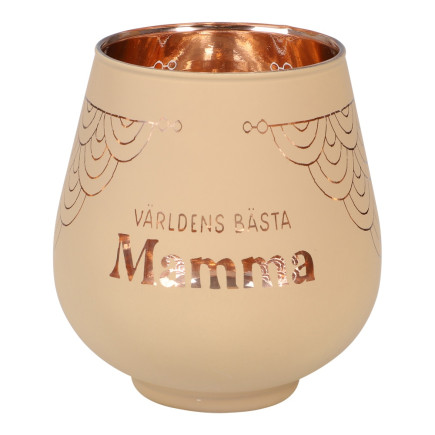 Lykta Glas Mirror Candle med text Ljuslykta
