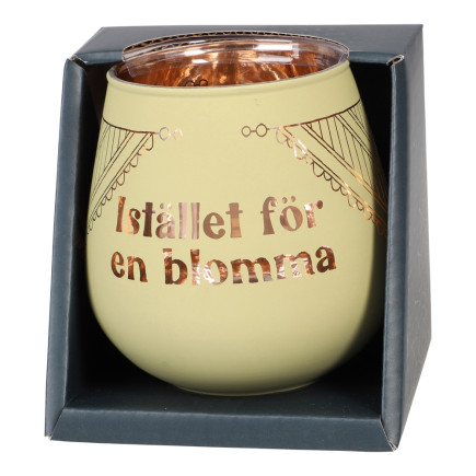 Lykta Istället För En Blomma Glas Mirror Candle med text Ljuslykta