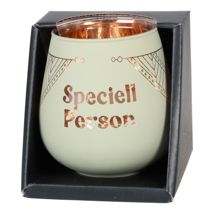 Lykta Speciell Person Glas Mirror Candle med text Ljuslykta