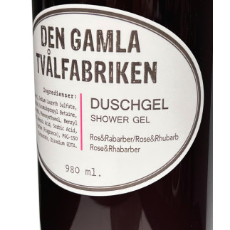 Duschgel med pumpflaska Ros/Rabarber 1000 ml