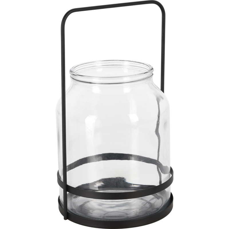 Ljushållare Lykta Svart Glas Metall 29 cm Ljushållare Lykta Svart Glas Metall 29 cm