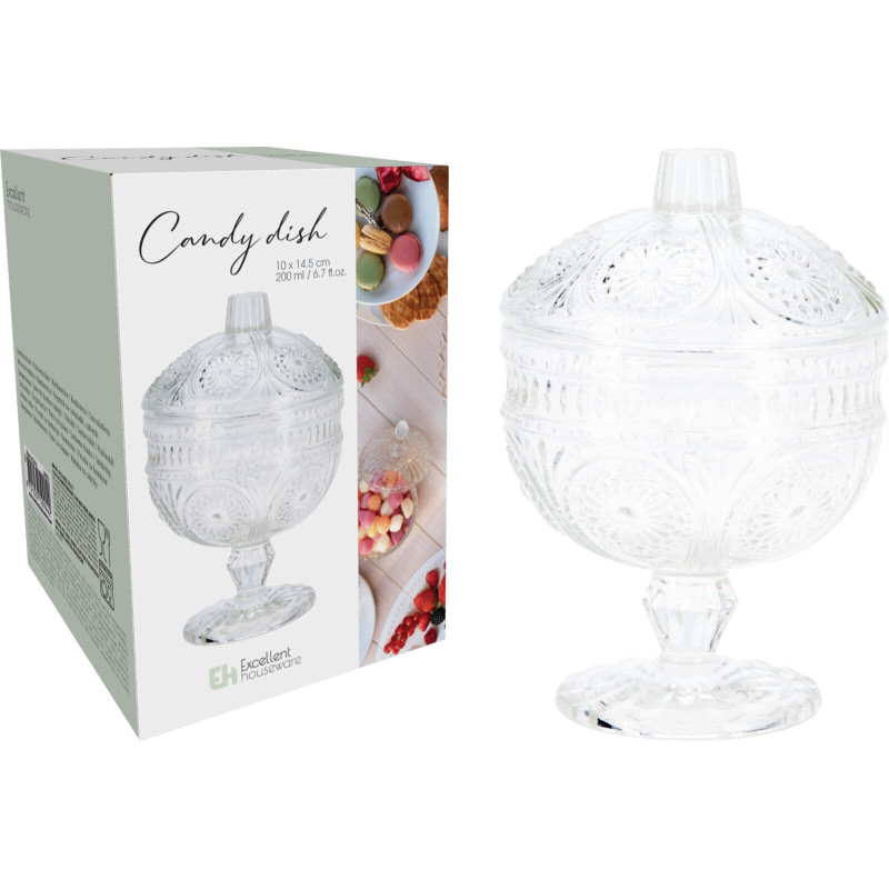 Skål på fot med lock Glas 15 cm