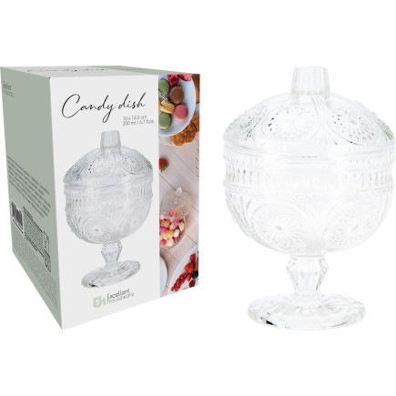 Skål på fot med lock Glas 15 cm