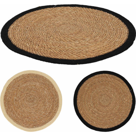 Underlägg Rund Svart Kant Rotting 37 cm 4-pack