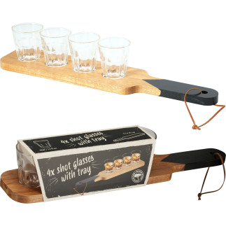 Shotglas på bricka Shotset 4 glas