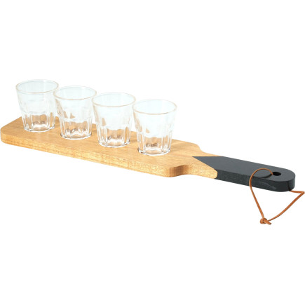 Shotglas på bricka Shotset 4 glas