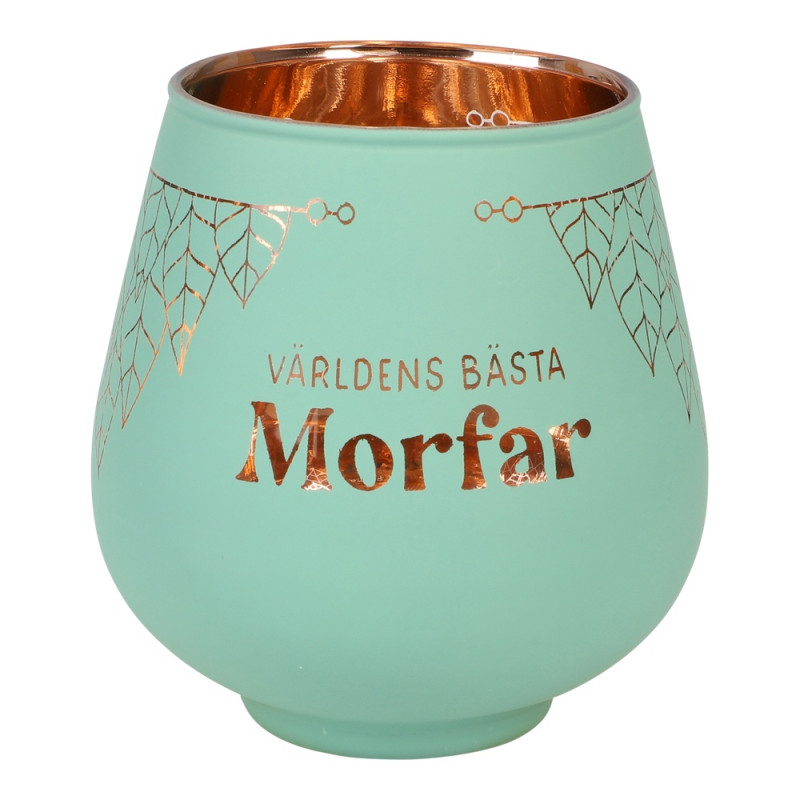 Lykta Morfar Glas Mirror Candle med text Ljuslykta Lykta Morfar Glas Mirror Candle med text Ljuslykta