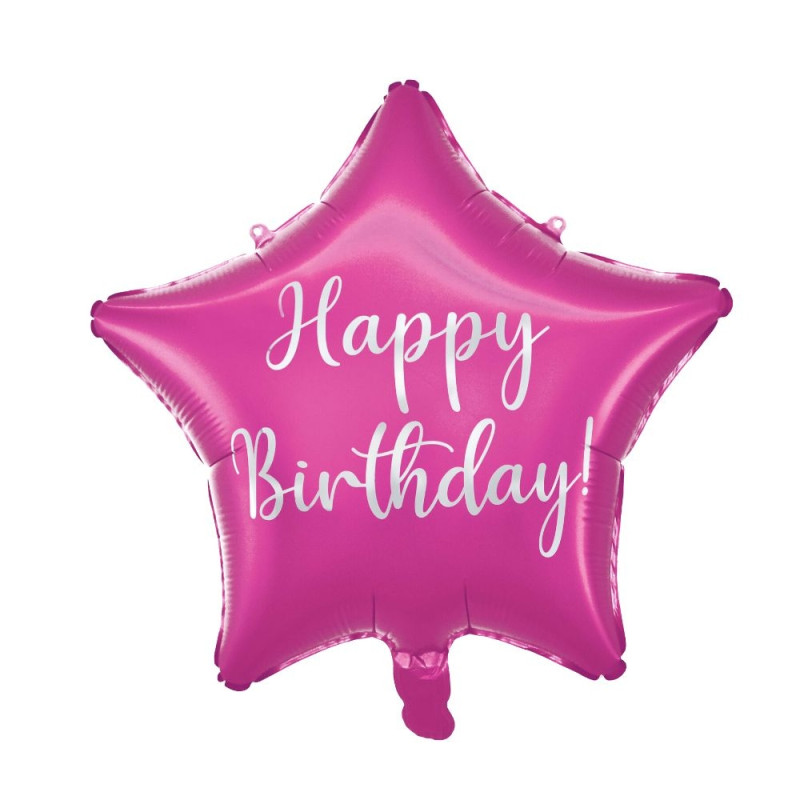 Ballong Happy Birthday Stjärna Rosa Folie Ballong Happy Birthday Stjärna Rosa Folie