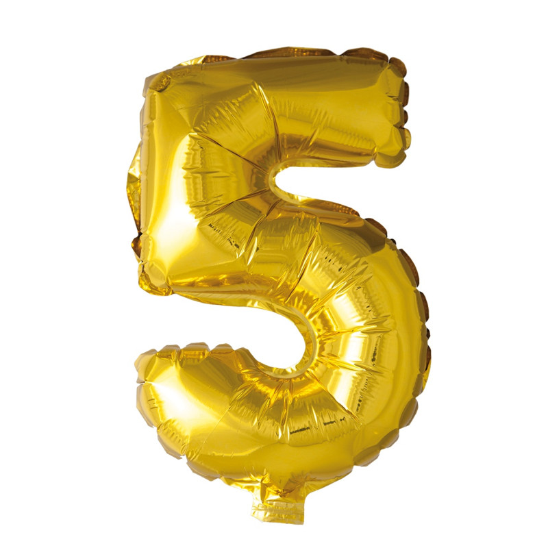 Ballong Siffra 5 Guld 86 cm