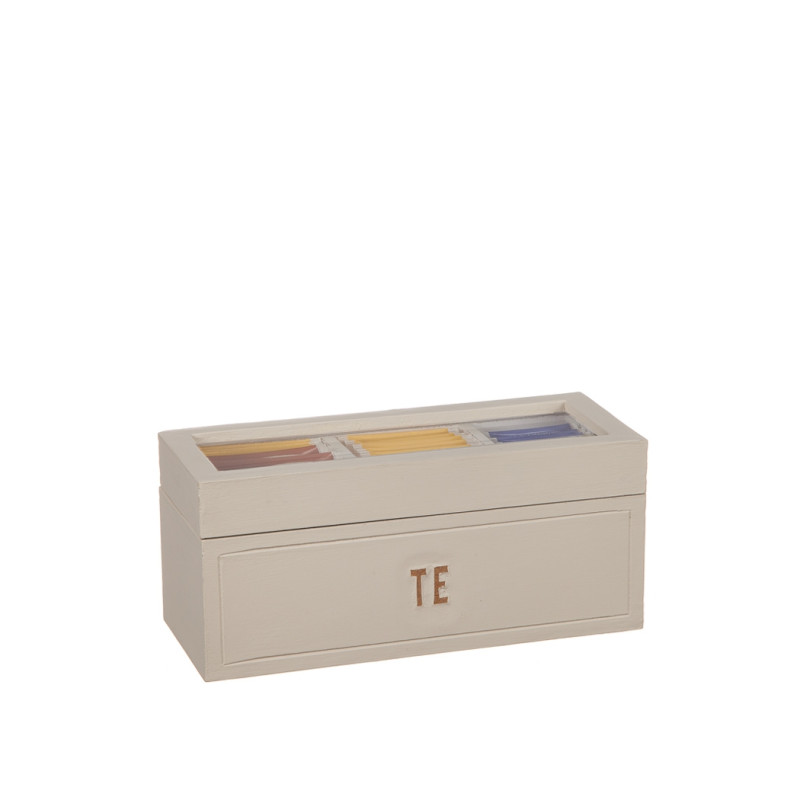 Telåda Teburk Tebox Trälåda Sandfärgad 22 cm