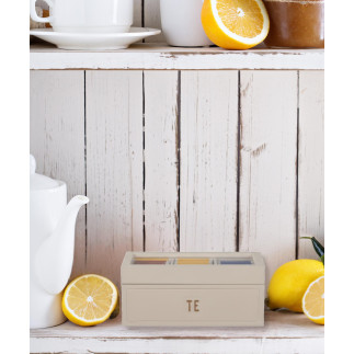 Telåda Teburk Tebox Trälåda Sandfärgad 22 cm