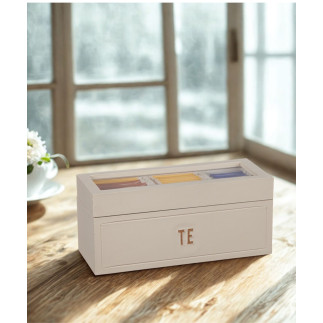 Telåda Teburk Tebox Trälåda Sandfärgad 22 cm