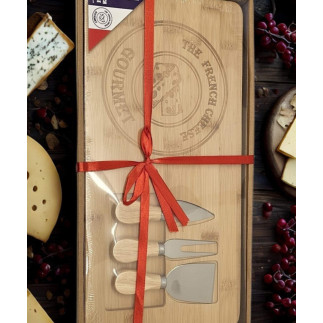 Ostbricka med 3 knivar Skärbräda 38 cm