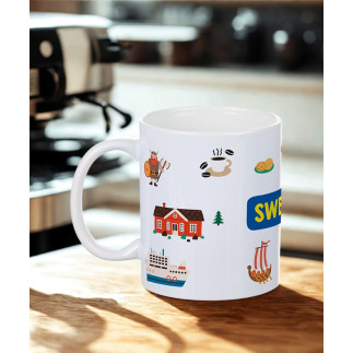 Mugg Sverige Sweden Souvenir Keramik 10 cm