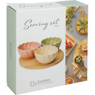 Skålset Servering Trä/Keramik