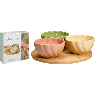 Skålset Servering Trä/Keramik